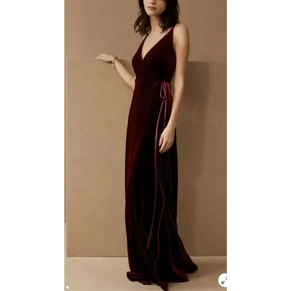 Jenny Yoo | Dresses | New Bhldn Jenny Yoo Andi Wrap Velvet Dress Sz 8 Dark  Berry | Poshmark